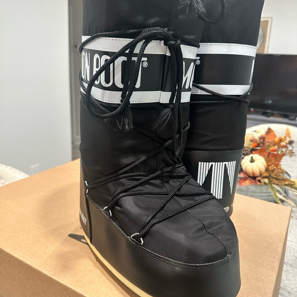 Moon Boot Black and White Snow Boots
